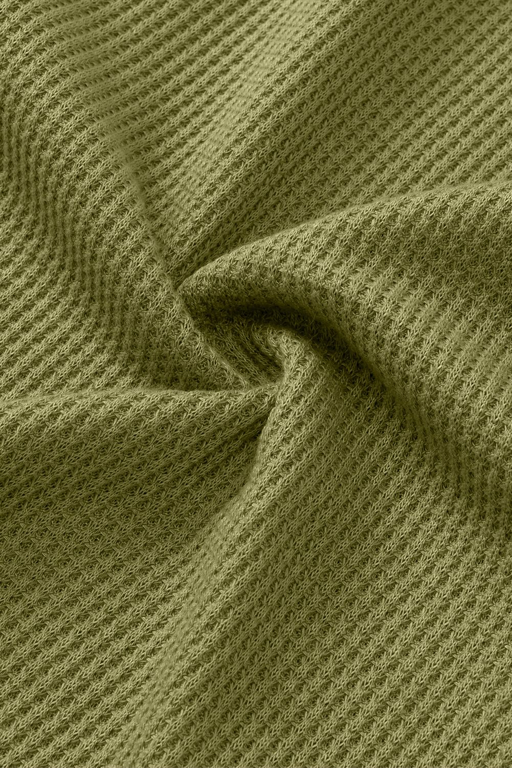 Green Waffle Knit and Flannel Henley Oversized Hoodie