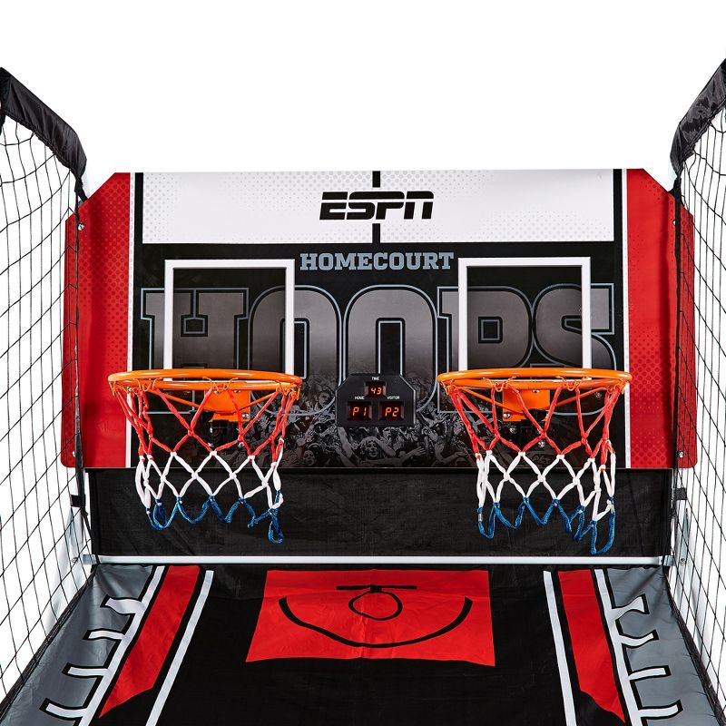ESPN Indoor Home 2 Player Hoop Shooting Basketball Arcade Game with Preset Games, LED Scoreboard, 3 Basketballs & Pump