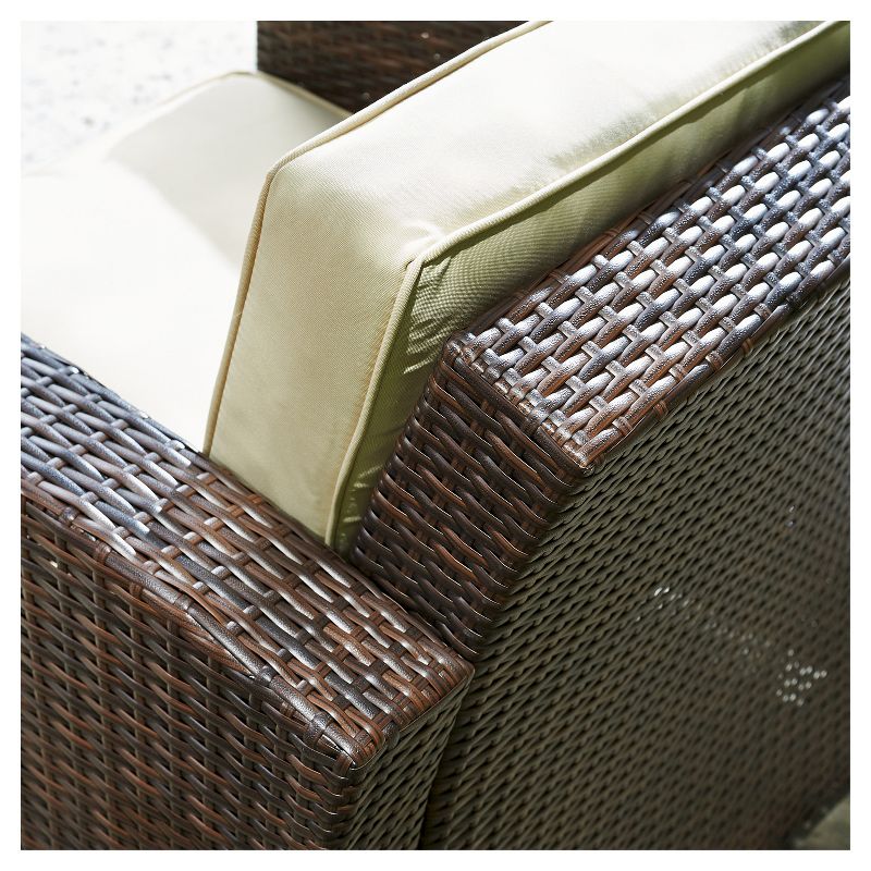 Bahia 4 Piece All Weather Wicker Seating Set Dark Brown with Beige Cushions - Thy Hom