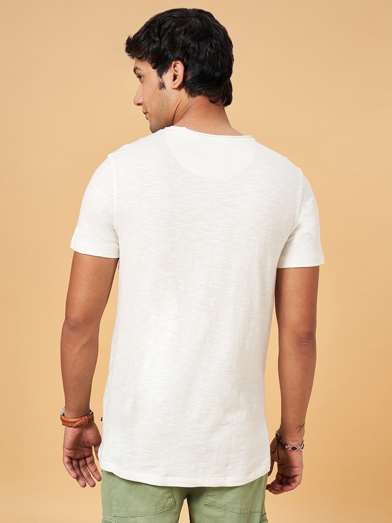 Urban Ranger by Pantaloons White Cotton Slim Fit T-Shirt