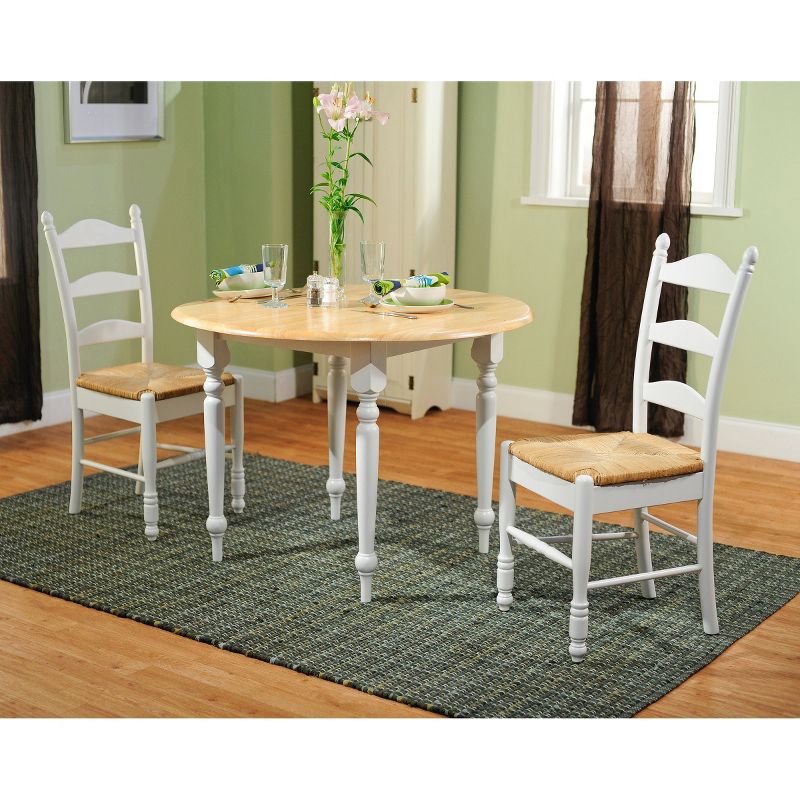 3pc Ladder Back Dining Set Wood/White - Buylateral