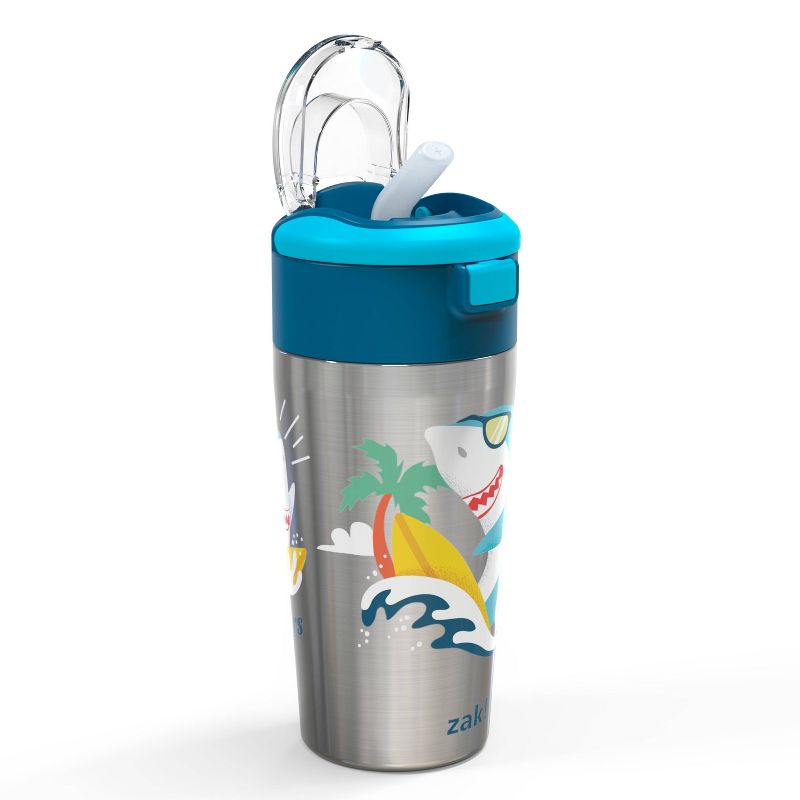 Zak Designs 12oz Double Wall Stainless Steel Vacuum Straw bottle – Shark