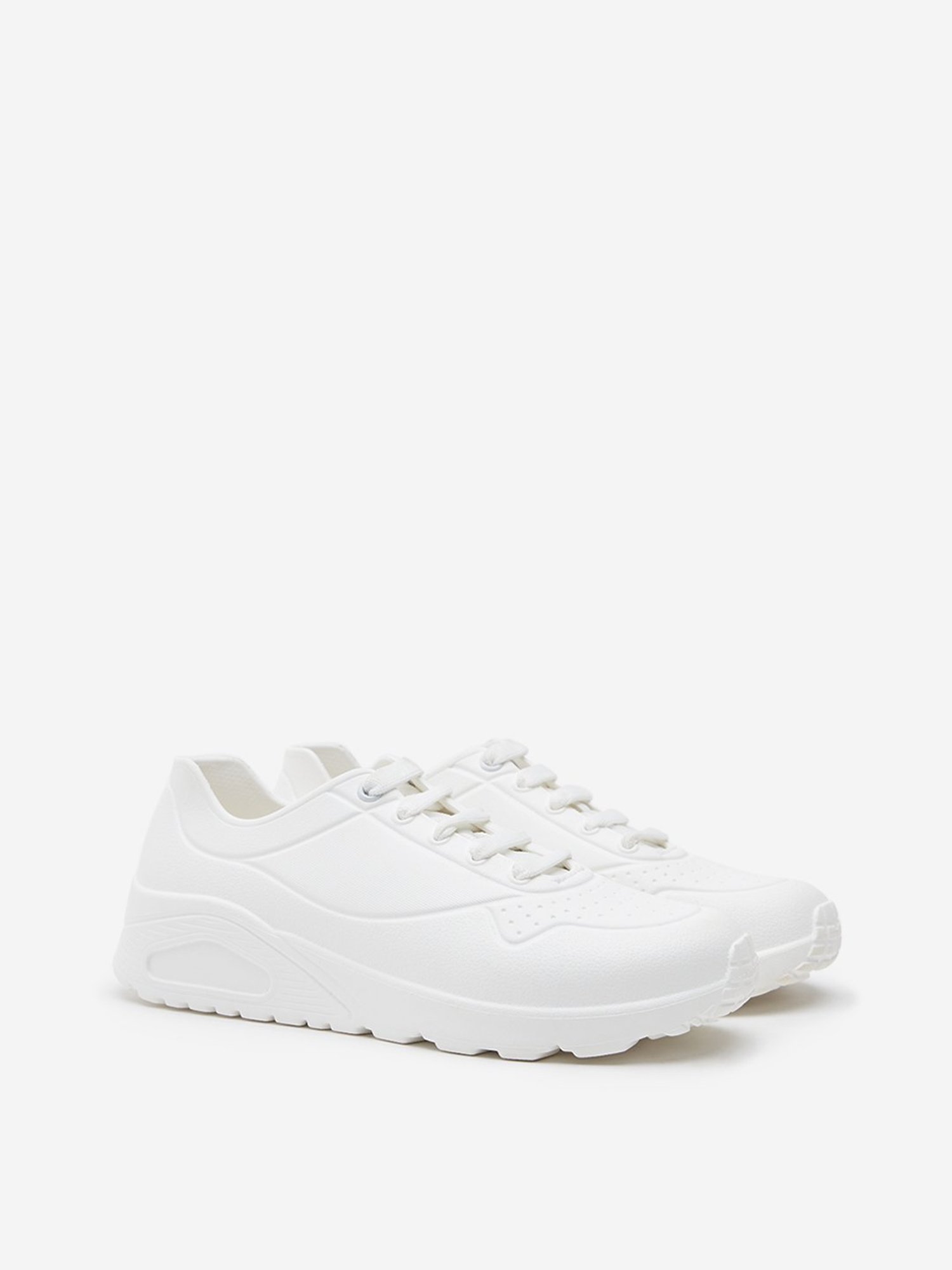 LUNA BLU by Westside White Perforated Design Lace-Up Sneakers