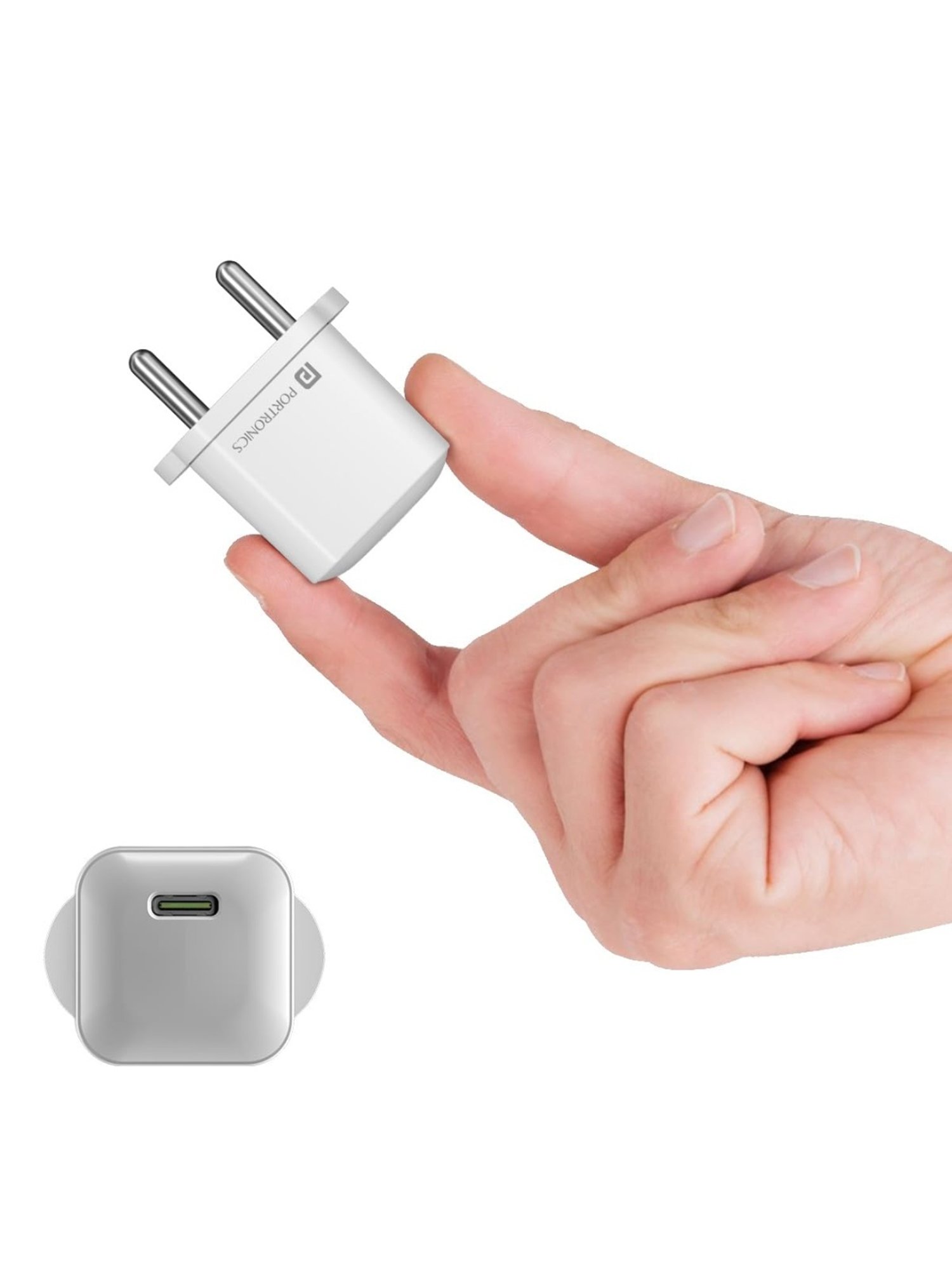 Portronics Adapto 20 Lite Smallest 20W GaN Wall Charger with Type C PD (White)