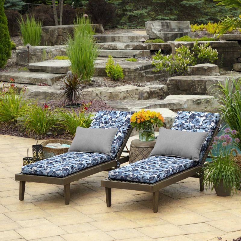 Arden Selections Garden Delight Outdoor Chaise Lounge Cushion Blue