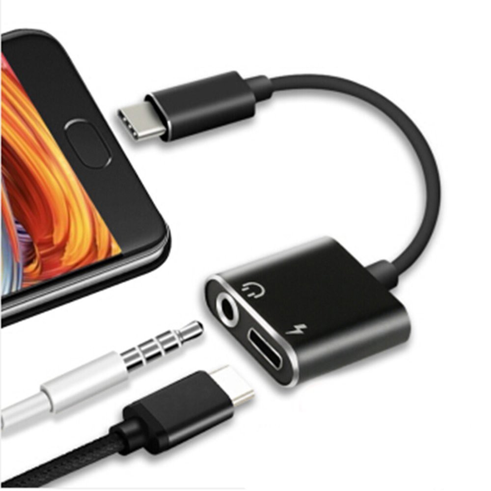 2 in 1 Type-C Audio Charging Adapter(Black)