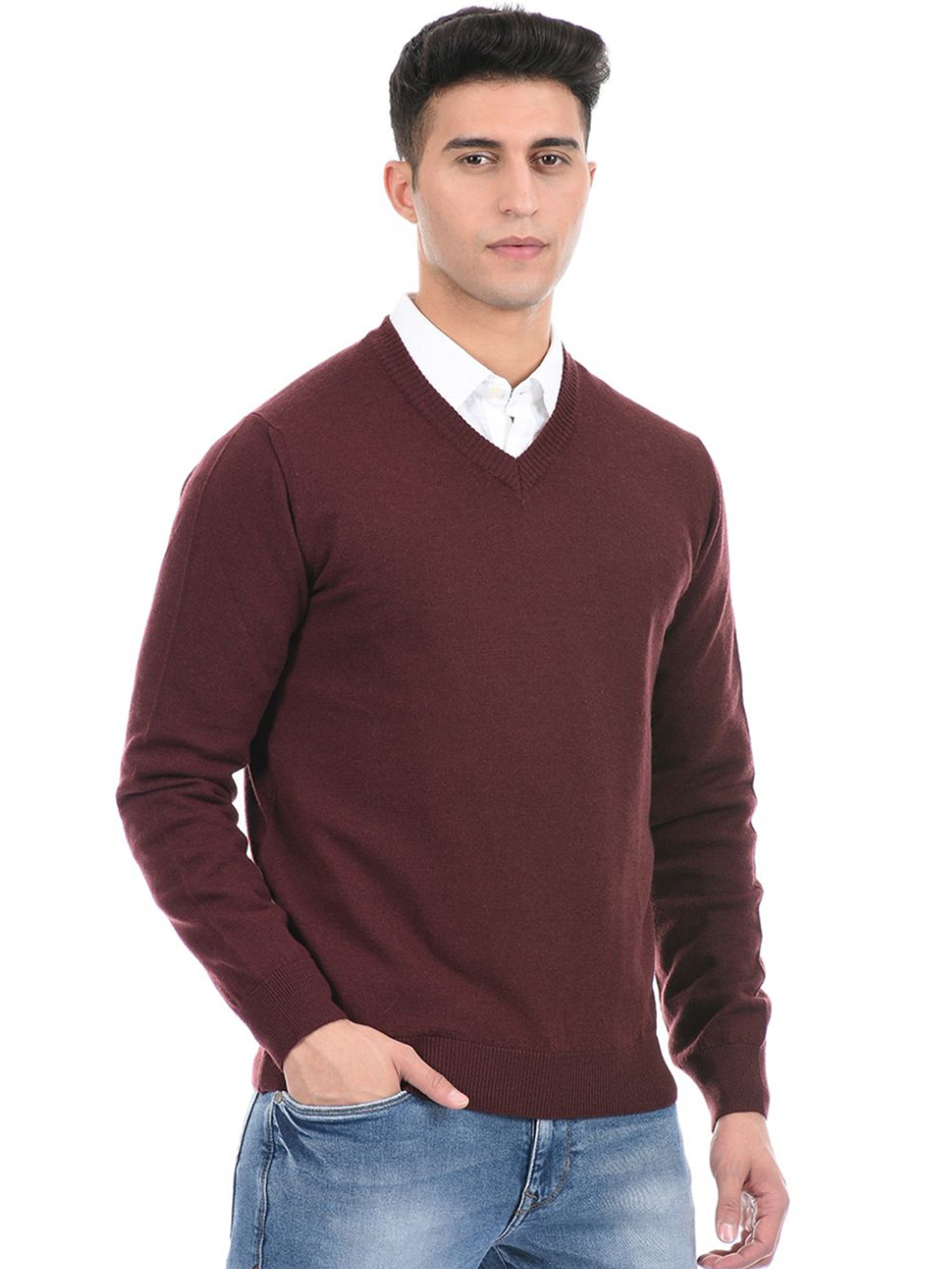 London Fog Brown Regular Fit Sweater