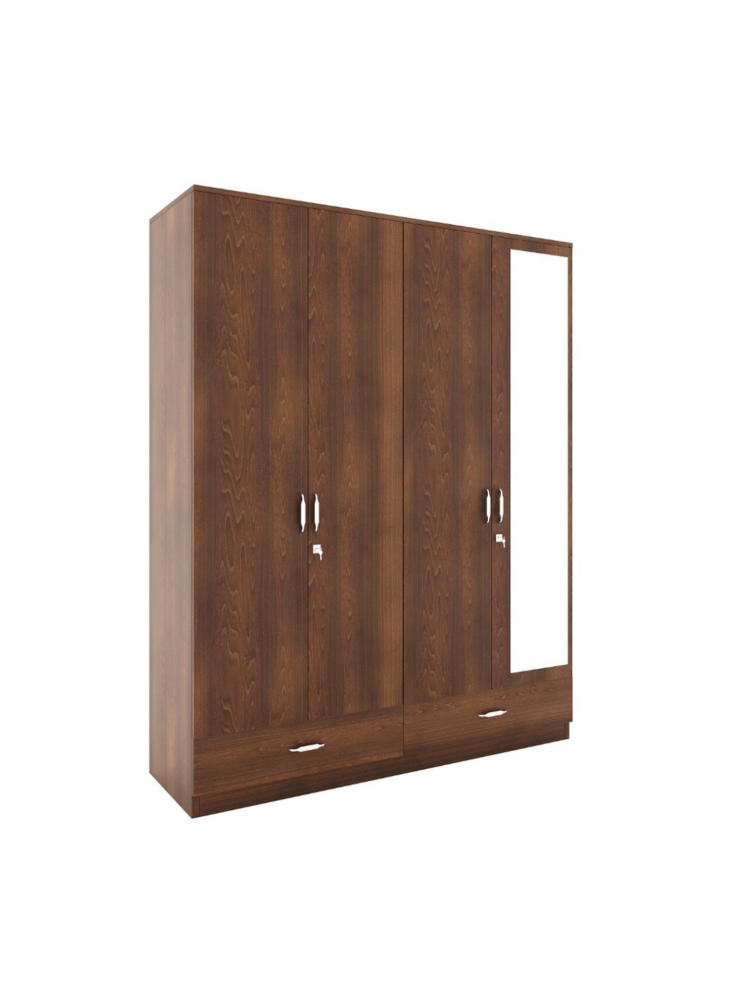 Nilkamal Mozart Walnut Engineered Wood 4 Door Wardrobe