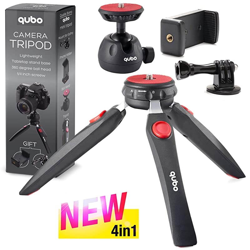 Mini Tripod Camera Holder - Premium Tabletop Small Phone Tripod Mount for GoPro iPhone / Cell Phones Webcam Projector Compact DSLR - Hand Desktop Camera Tripod Stand Table