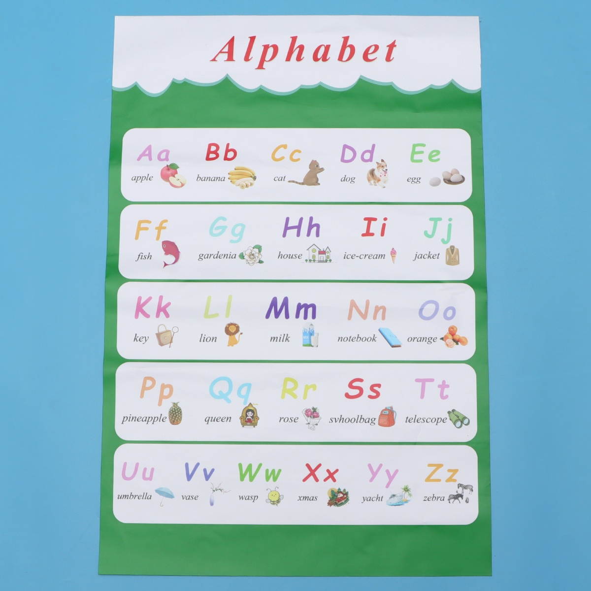Self-adhesive Alphabet Chart Kids Early Education Wall Map English Learning Poster for Home Nursery (30x40cm)
