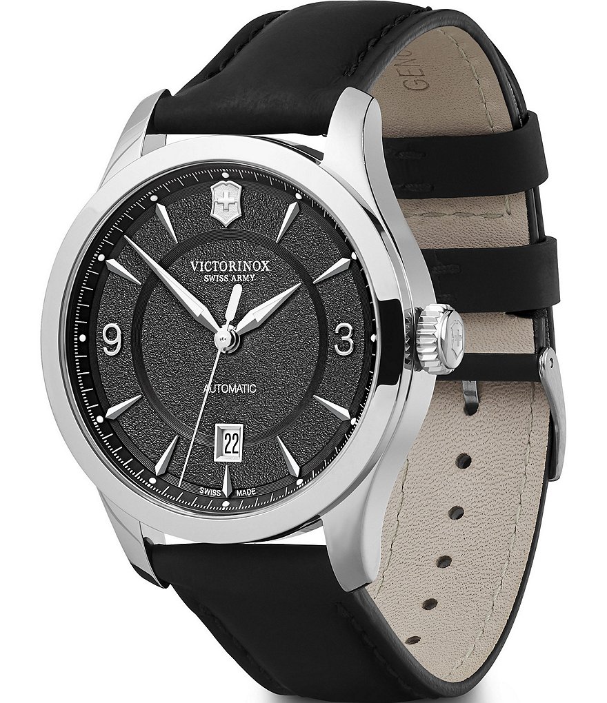 Victorinox Swiss Army Mechanical Alliance Black Leather Strap Watch