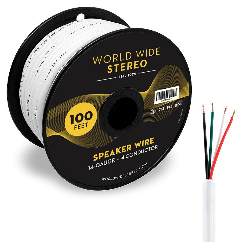 World Wide Stereo 14-Gauge, 4-Conductor Speaker Wire - 100 Feet