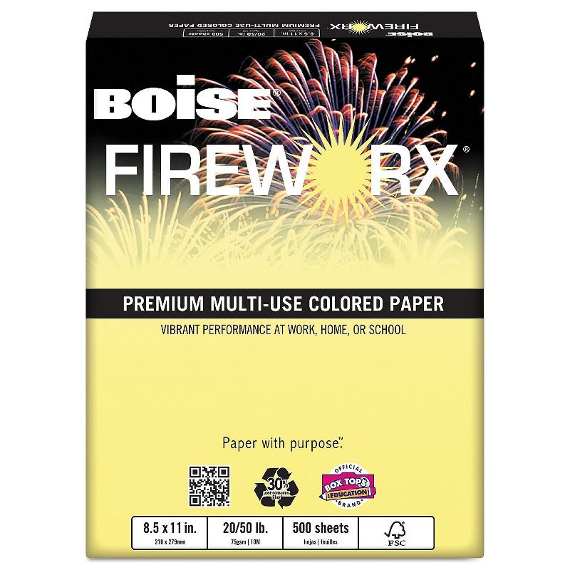 Boise FIREWORX Colored Paper 24lb 8-1/2 x 11 Crackling Canary 500 Sheets/Ream MP2241CY