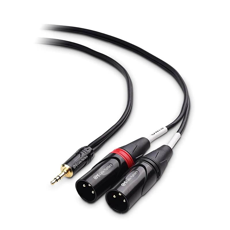 3.5mm 1/8 Inch TRS to 2 XLR Cable, Male to Male Aux to Dual XLR Breakout - 6 Feet