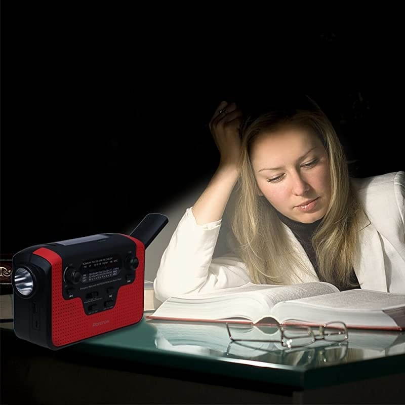 Real NOAA Alert Weather Radio with Alarm,  IS-388 Solar Hand Crank Emergency AM/FM/SW/WB Radio, TF Card Speaker, LED Flashlight & Reading Camping Lamp, 2300mAh Cell Phone Charger