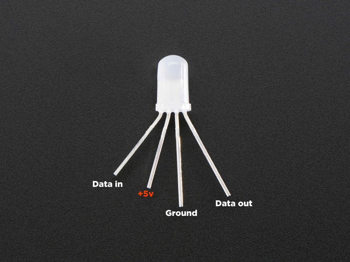 Adafruit NeoPixel Diffused 5mm Through-Hole LED - 5 Pack