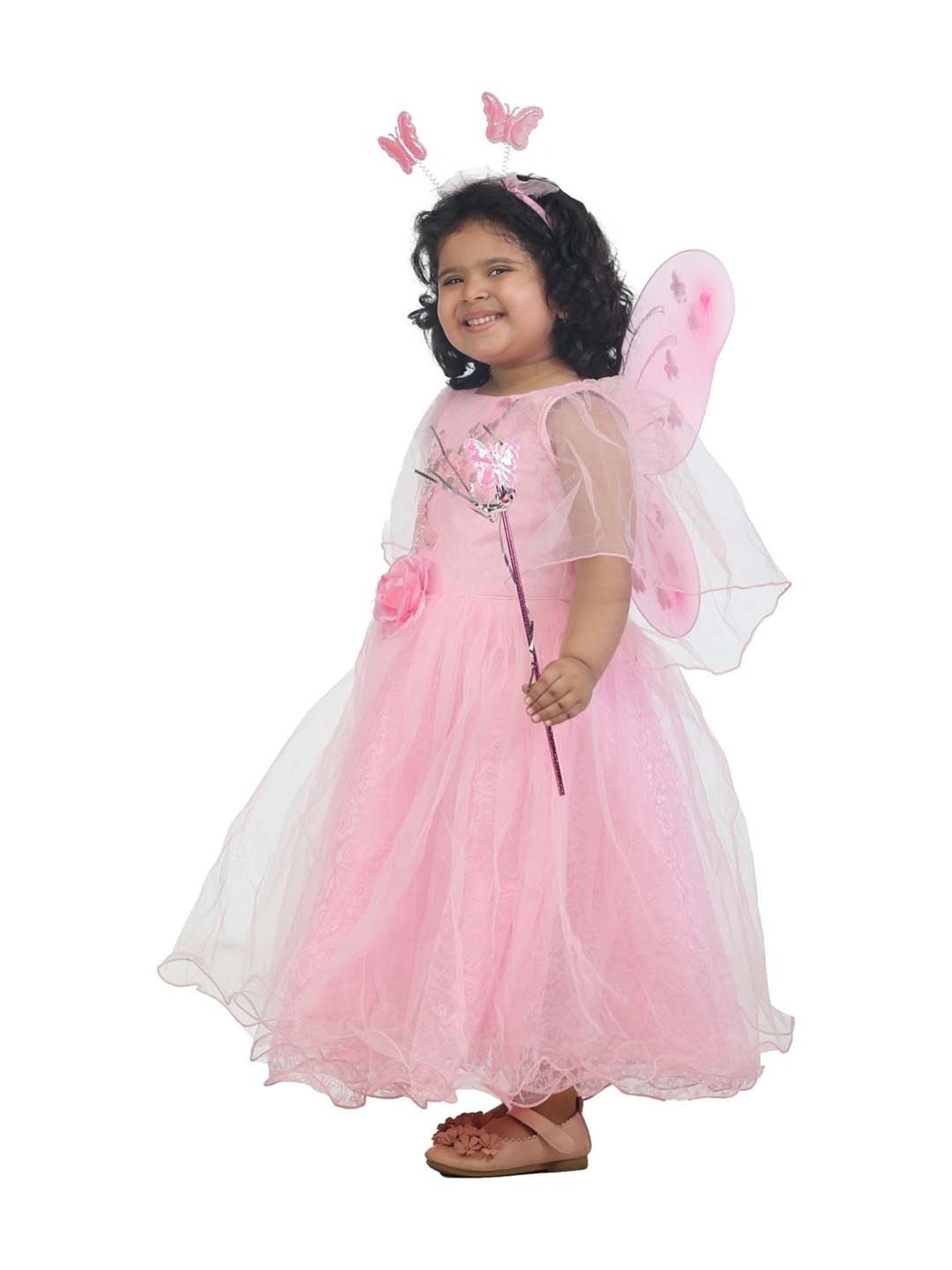 Ahhaaaa Kids Pink Cotton Embroidered Dress