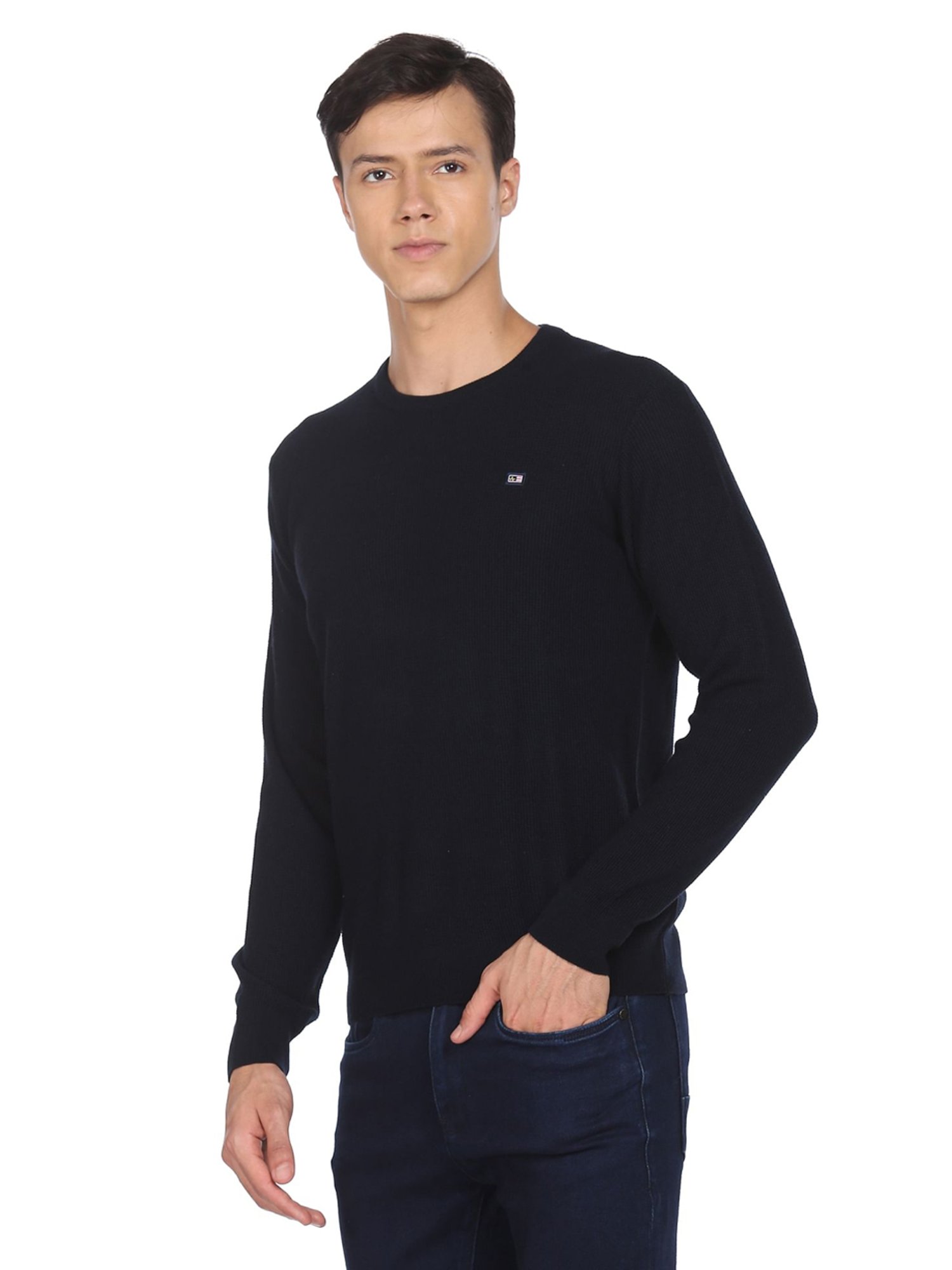 Arrow Sport Navy Blue Regular Fit Sweater
