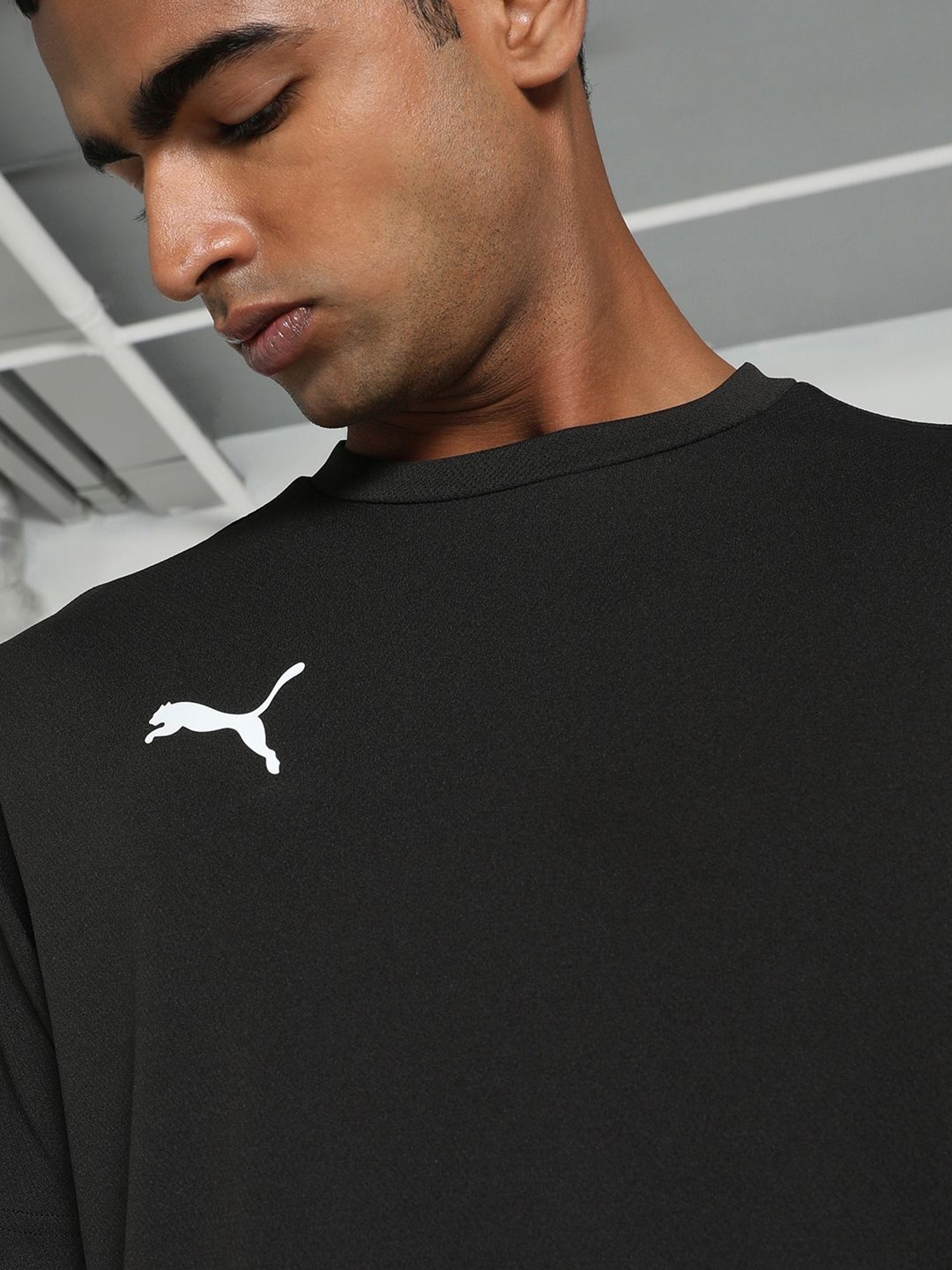 Puma teamRISE Football Black Regular Fit Logo Printed Jersey