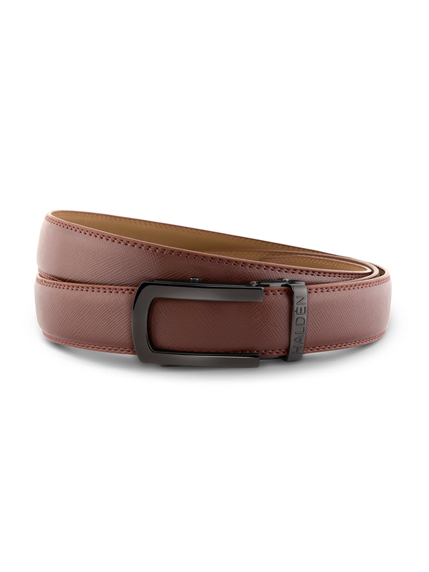 Halden Brown Vellano Formal Belt With Classic Black Glossy Buckle