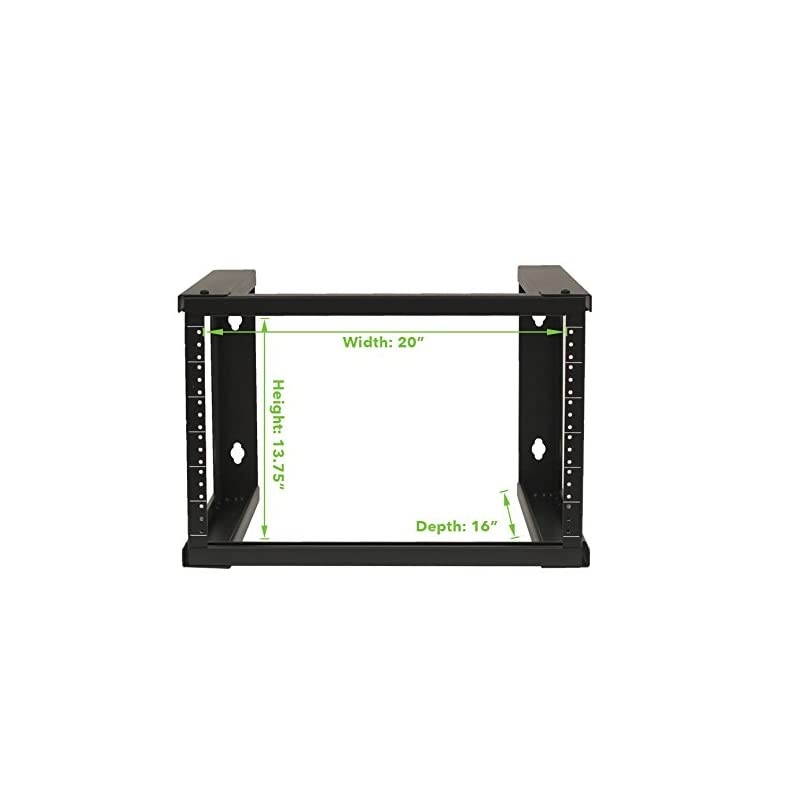 6U Wall Mount Open Frame 19 Inch Server Equipment Rack Threaded 16 inch Depth Black