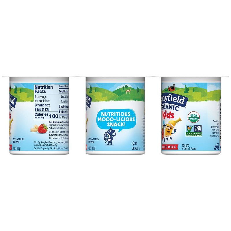 Stonyfield Organic Kids' Strawberry Banana Whole Milk Yogurt - 6ct/4oz Cups