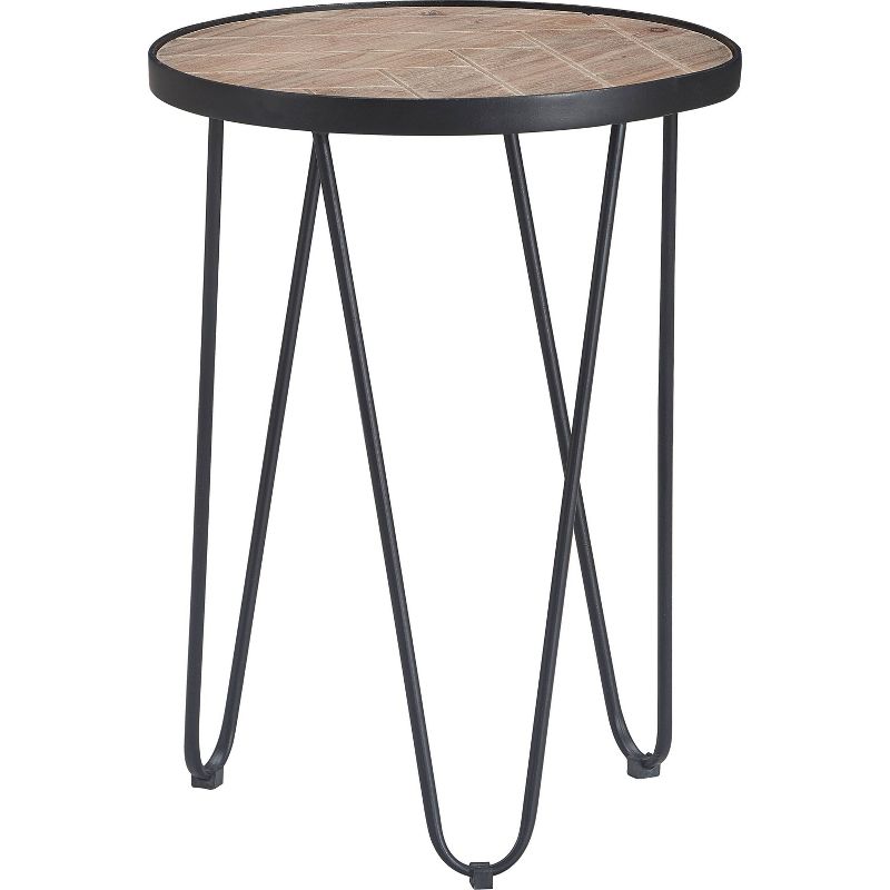 Farmhouse Side Table Metal Brown/Black- ClickDecor