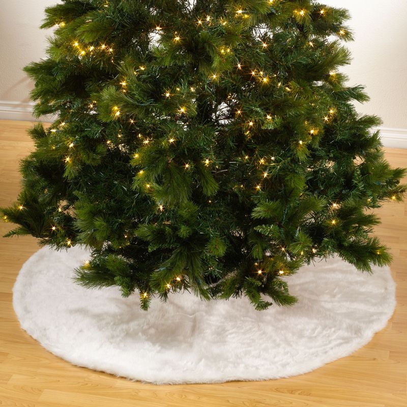 Lakeside 48" Snowy Burlap Christmas Tree Skirt with Doily Cloth