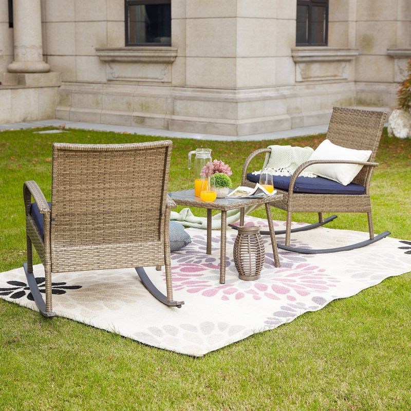 3pc Patio Bistro Set Blue - Patio Festival