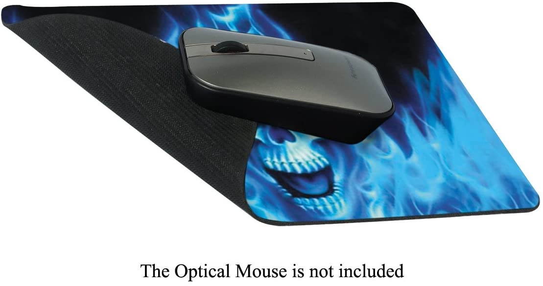 Meffort Inc Standard 9.5 x 7.9 Inch Mouse Pad - Blue Flaming Skull