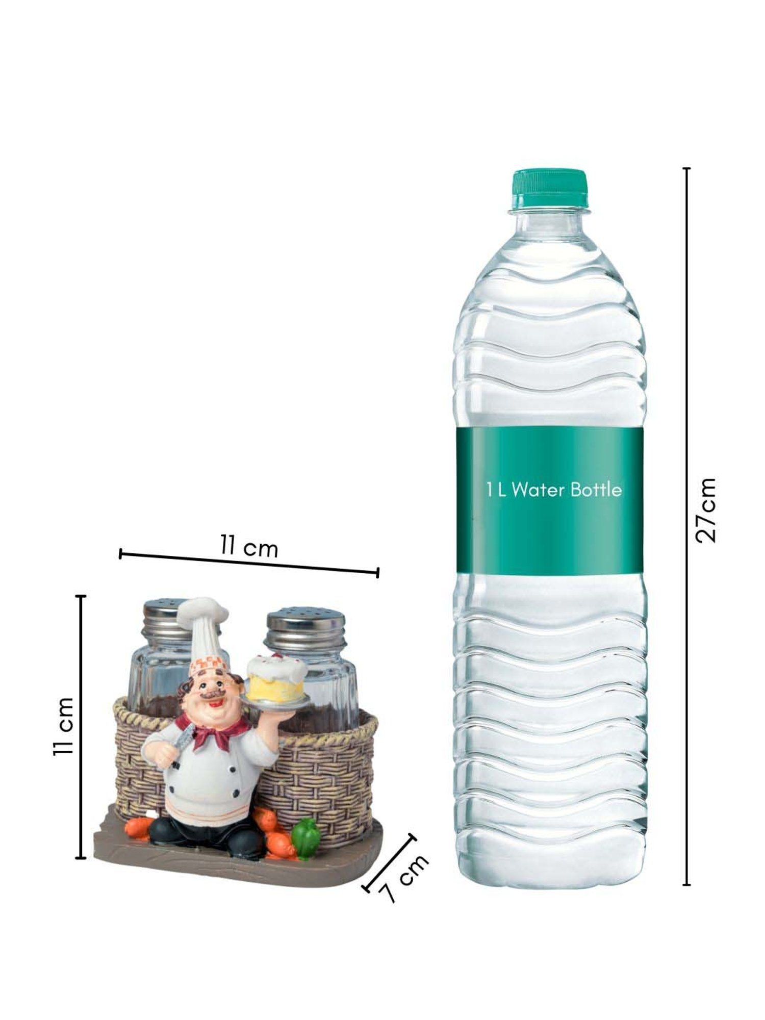 Nestasia Brown & White Resin Table Chef Decor Showpiece With Salt And Pepper Jars for Gifting (4.4")