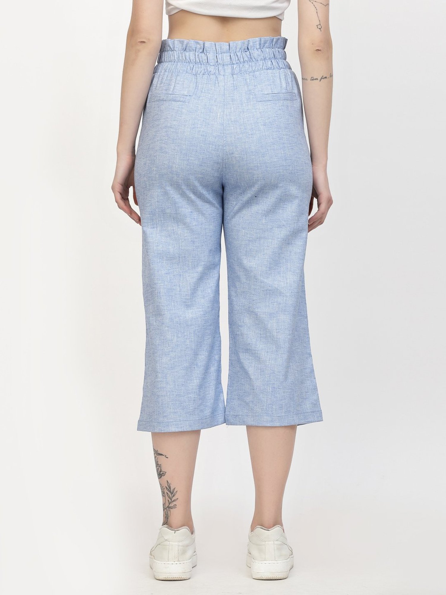 Westwood Blue Relaxed Fit Mid Rise Crop Pants