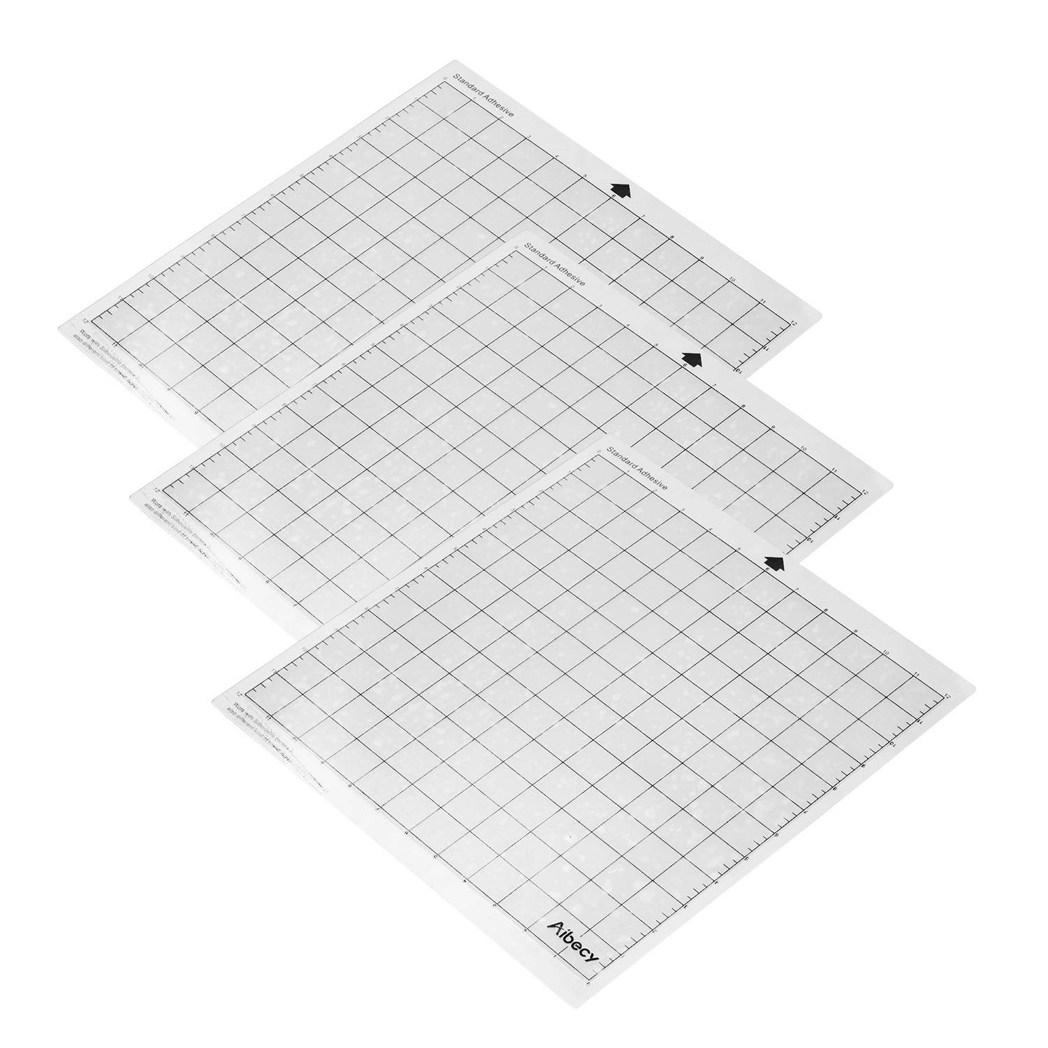 Aibecy Cutting Machine Special Pad 12 Inch Measuring Grid Replacement Translucent PP Material Adhesive Mat With Clear Film Cover for Silhouette Cameo Plotter Machine 3PCS