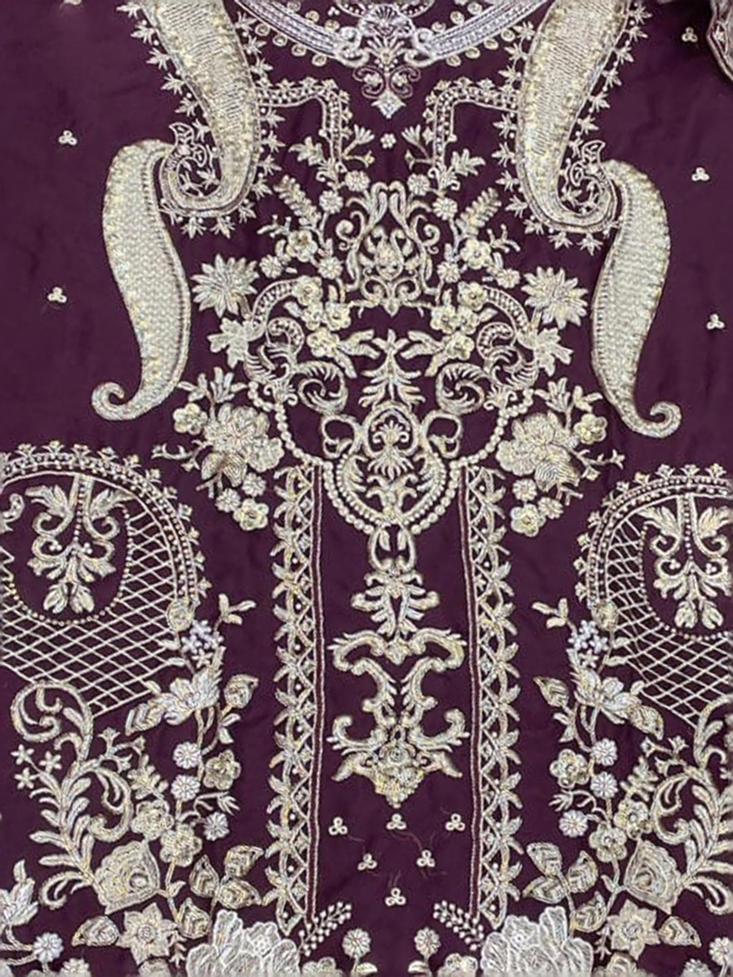 Odette Purple Embroidered Unstitched Dress Material