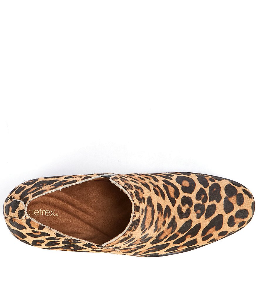 Aetrex Delaney Leopard Print Calfhair Block Heel Ankle Shooties