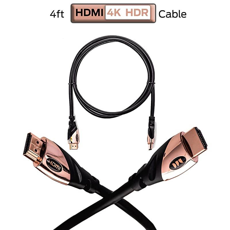 4ft HDMI Cable 4k Ultra HD with Ethernet Cord 60120 Hz Refresh Speed 21Gbps High Definition 1080p Video CorrosionResistant 24k Gold Contacts