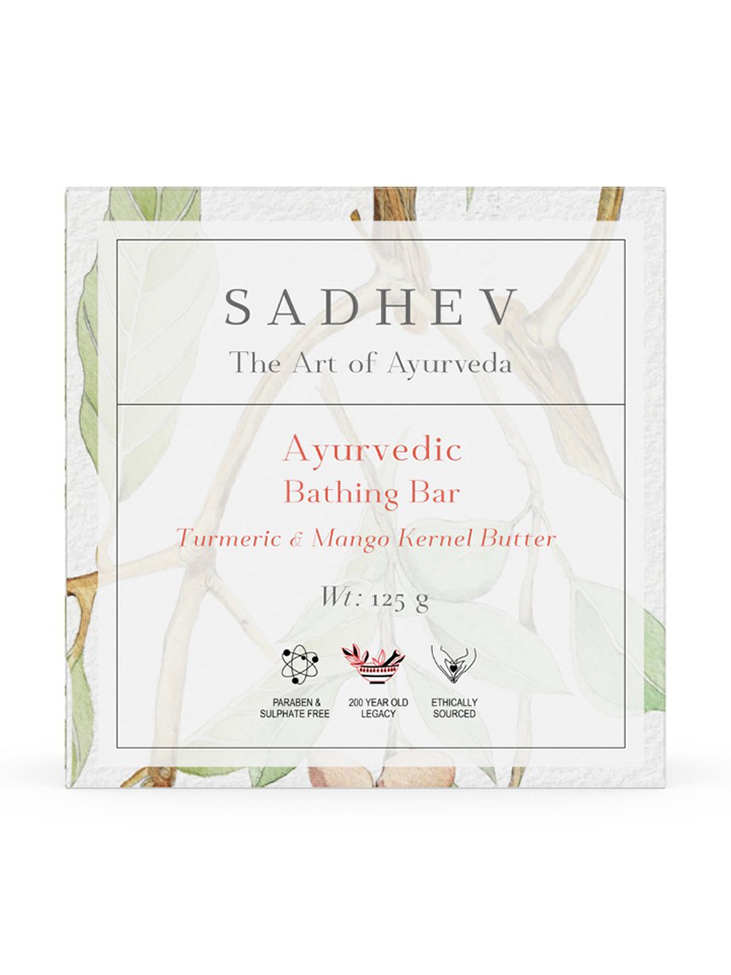 SADHEV The Art Of Ayurveda Turmeric & Mango Kernel Butter Bathing Bar - 125 gm
