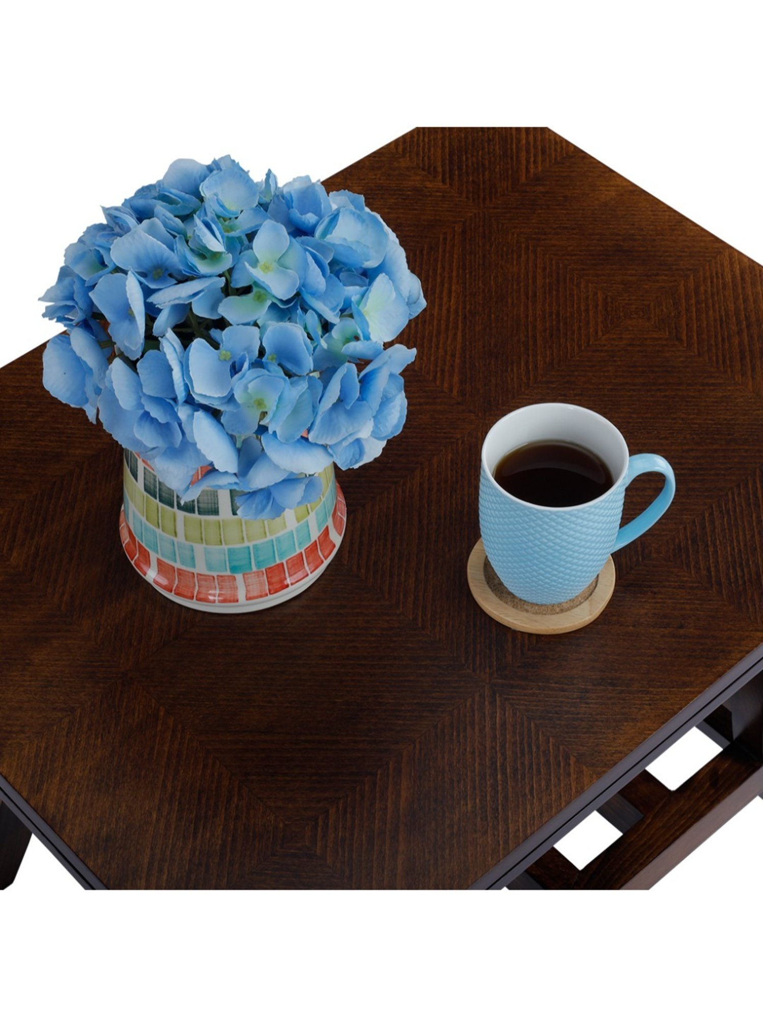 Durian Scarlet Brown Veneer & Solid Wood Side & End Table in Oak Finish