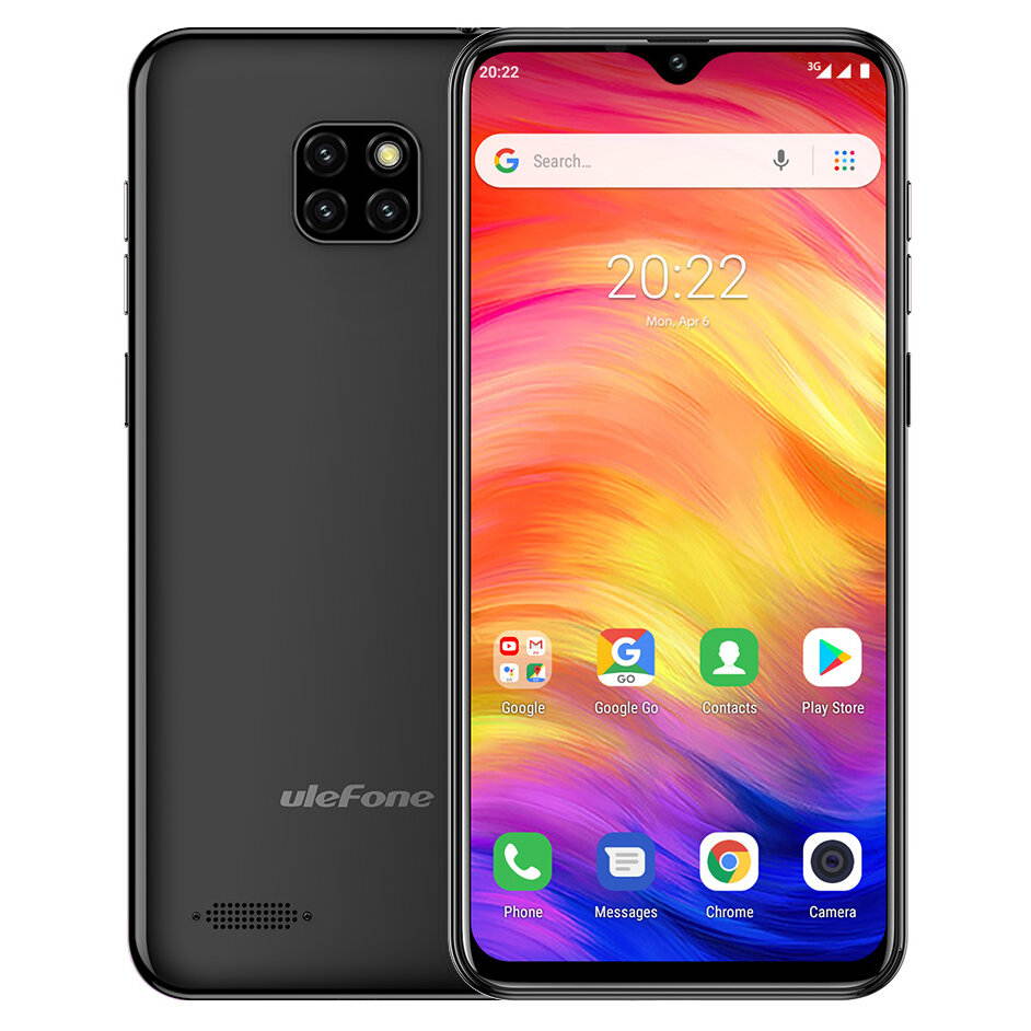 Ulefone Note 7 6.1 inch Triple Rear Camera 3500mAh 1GB RAM 16GB ROM MT6580A Quad core 3G Smartphone  Black