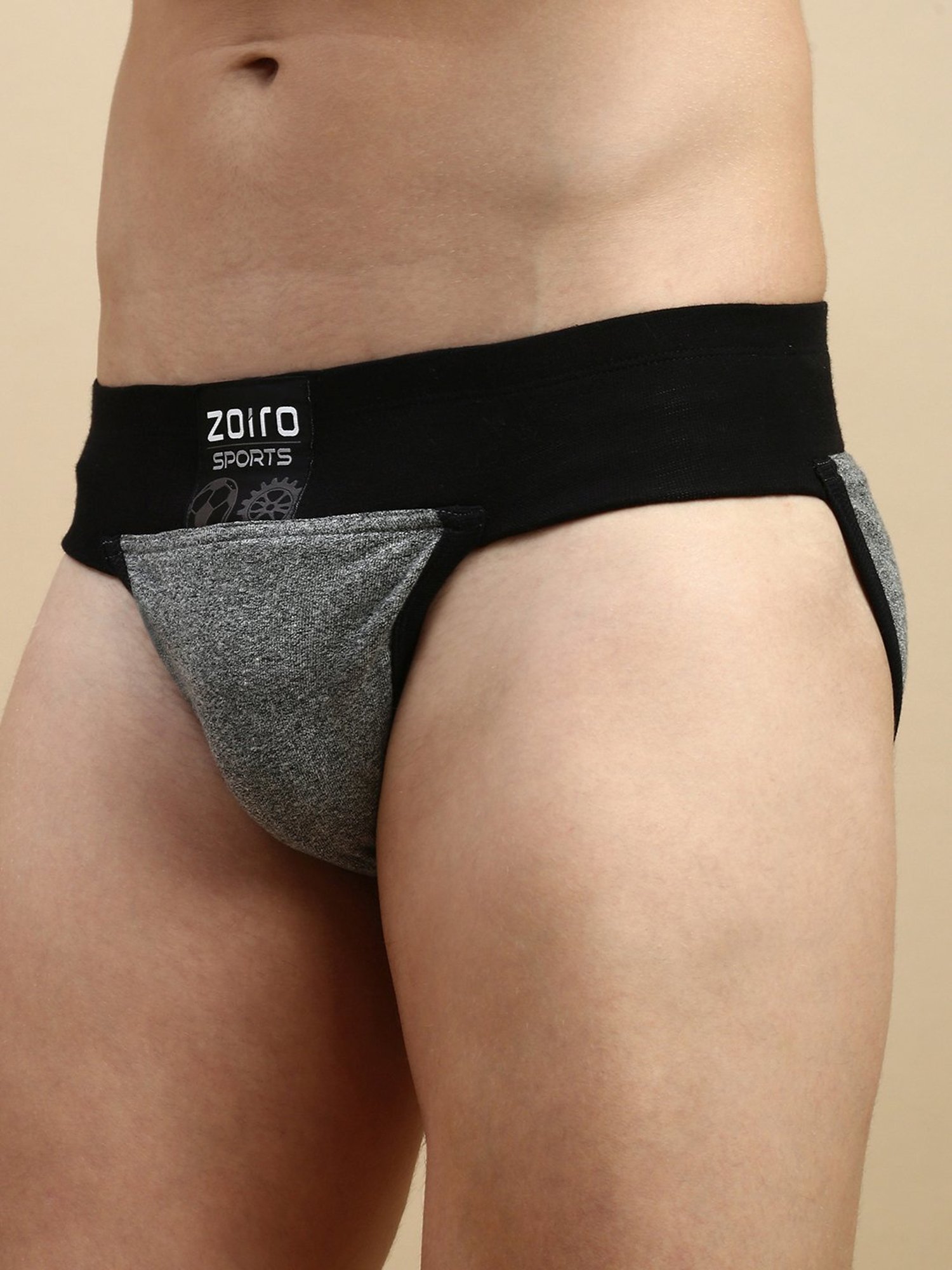 Zoiro Grey Jaspe & Chinese Red Regular Fit Colour Block Briefs - Pack Of 2