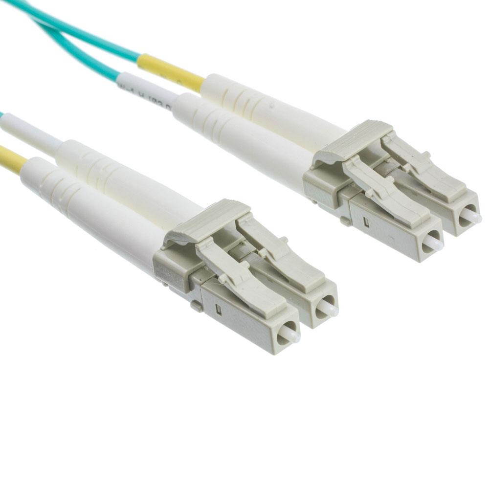 Plenum 10 Gigabit Aqua Fiber Optic Cable, LC / LC, Multimode, Duplex, 50/125, 3 meter (10 foot)
