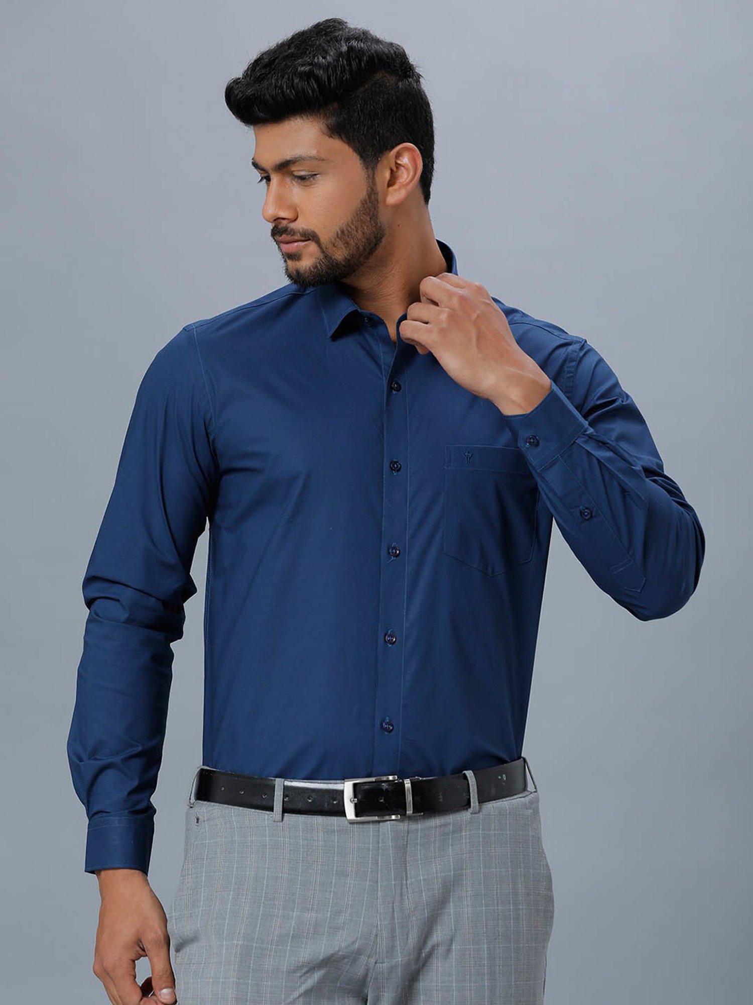 Ramraj Indigo Cotton Regular Fit Shirt