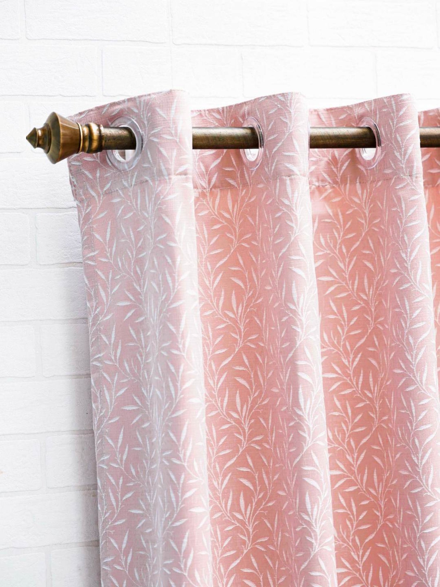 Ariana Textured Pink Polyester 9 ft Long Door Curtain