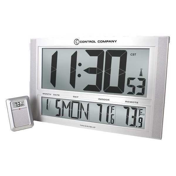 CONTROL COMPANY 1087 16-1/2" Digital Radio Atomc Clock, Black