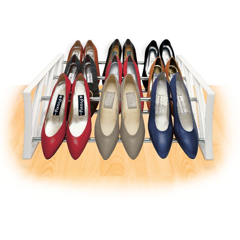 Lynk 9 Pair Convertible Shoe Rack Organizer - 3 Tier - Closet Shoe Rack - White