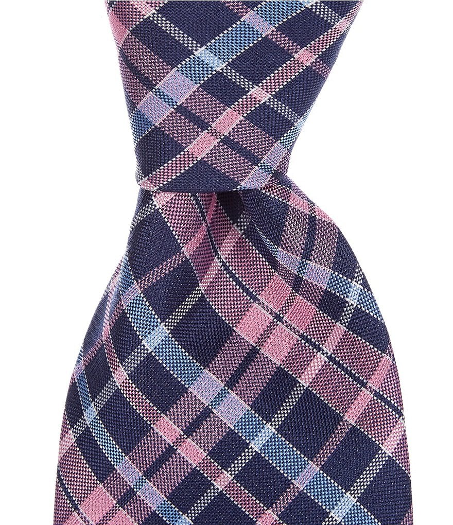 Roundtree & Yorke Big & Tall Carlisle Stripe Traditional 3 3/8#double; Silk Tie