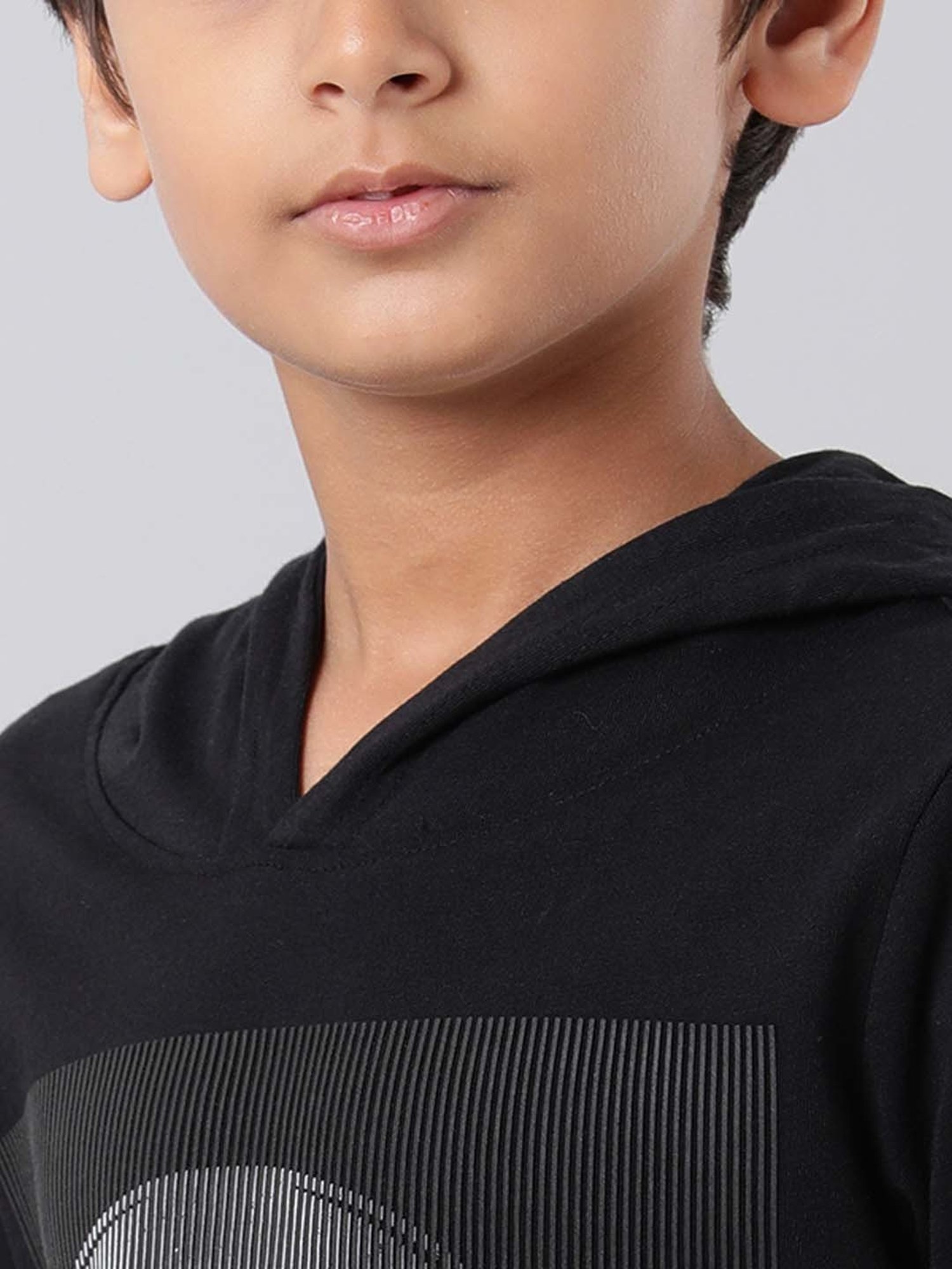 Indian Terrain Boys Black Cotton Printed Full Sleeves T-Shirt