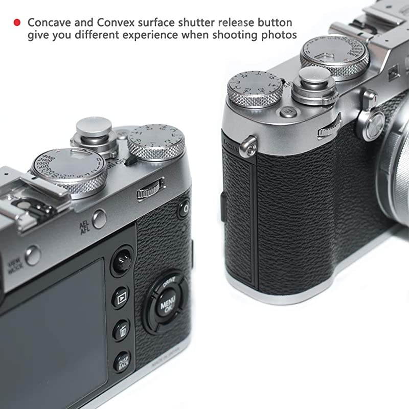 Silver Soft Metal Shutter Release Button Compatible with Fujifilm XT4 XT30 XT3 X100F XT20 XPRO2 X30 X100S XE2S XT10 XT2 M6 M7 M8 M9 M10 M9P Camera 11mm Concave 10mm Convex Surface2 Pack