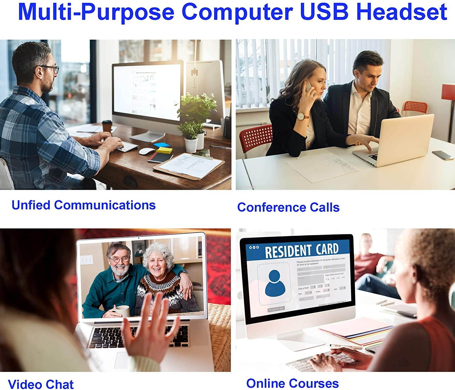 Jiade USB Headset for Call Center Skype ChatComputer Phone Headset with Noise Cancelling mic Voice Recognition Comfortable Speech DictationPC Headphone with Mic Mute Volume Control