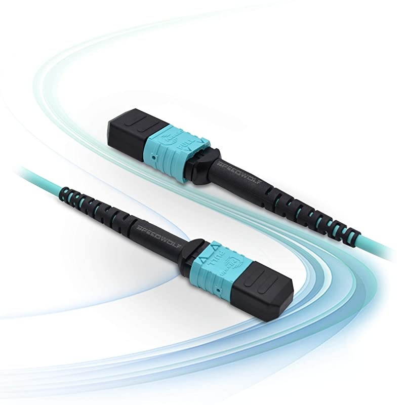 10M 33FT 8 Fibers Type B OM3 MPO MPO Patch Cord Cable FemaleFemale LSZH FTTH MPO to MPO Optical Fiber PatchCord Jumper for 10G QSFP+ and 100G QSFP28 Transceivers Compatible MTP Aqua